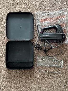 Black & Decker Black Hand Mixer with Case and Accessories